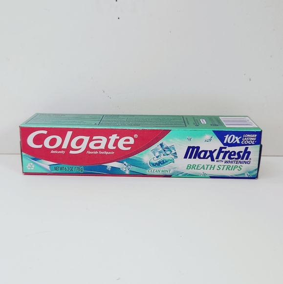 🍭7/$15 Colgate Max Fresh Whitening Toothpaste with Breath Strips, Clean Mint - Picture 3 of 12